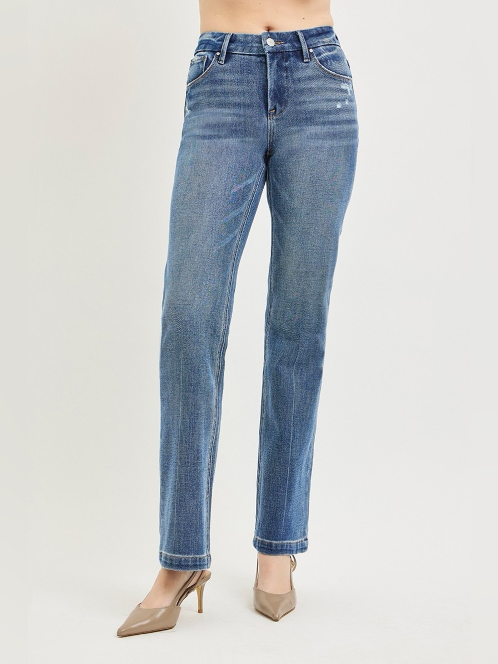 RISEN Tummy Control 4way Stretch Mid Rise Straight Crease Line - Picture 3 of 7